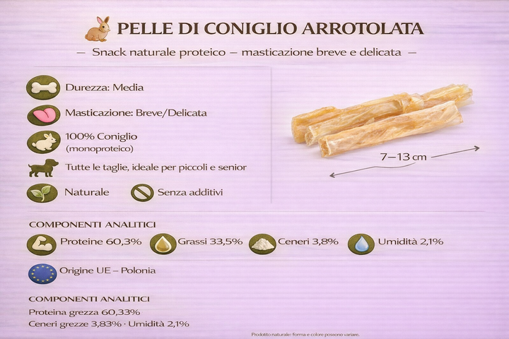 Pelle del Coniglio Essiccata SENZA PELO *200GR*